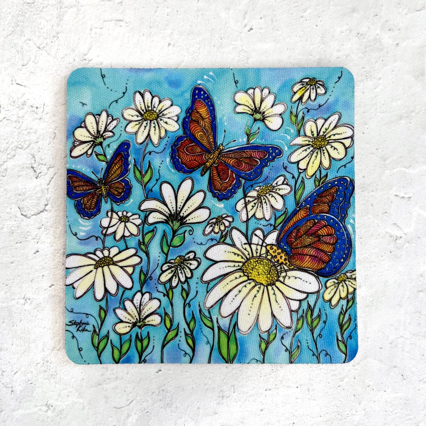 Butterflies on Daisies Coaster