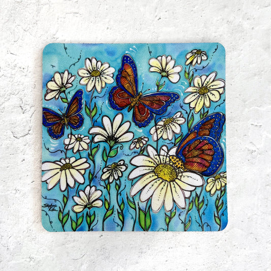 Butterflies on Daisies Coaster