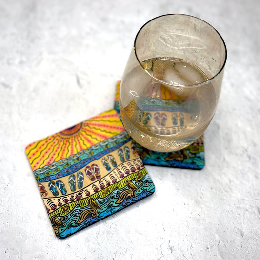 Beach Time Flip Flops Coaster